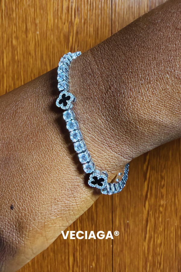 Bracelet Tennis Trefle VECIAGA® Noir Unisex