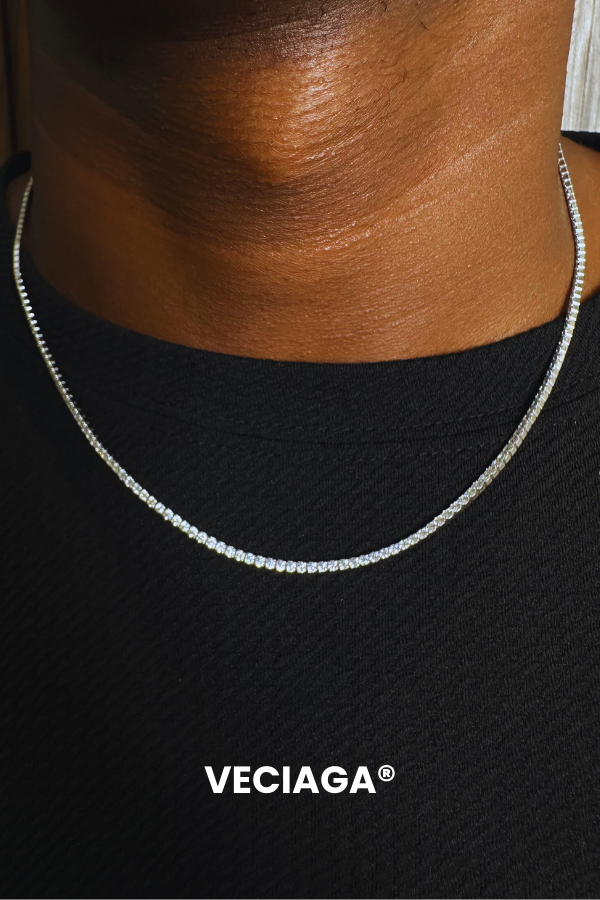 VECIAGA® 3MM CHAINE TENNIS ARGENT BLANC