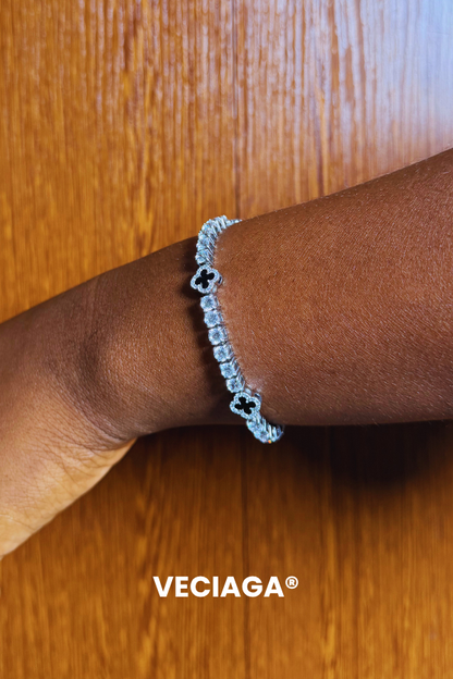 Bracelet Tennis Trefle VECIAGA® Noir Unisex