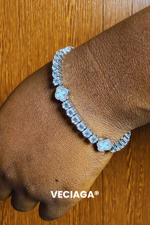 Bracelet Tennis Trefle VECIAGA® Blanc Unisex