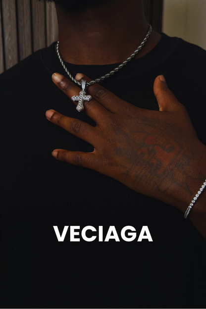 VECIAGA® Ice out Crucifix & 3.3MM Chaine Rope