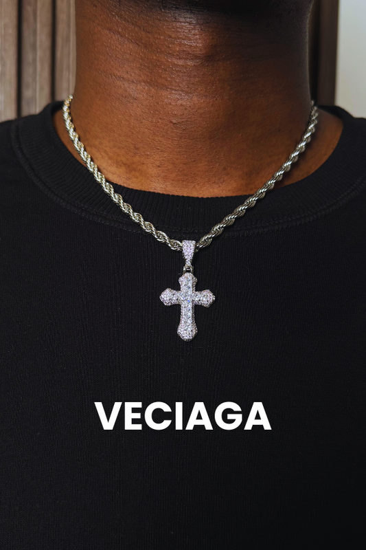 VECIAGA® Ice out Crucifix & 3.3MM Chaine Rope